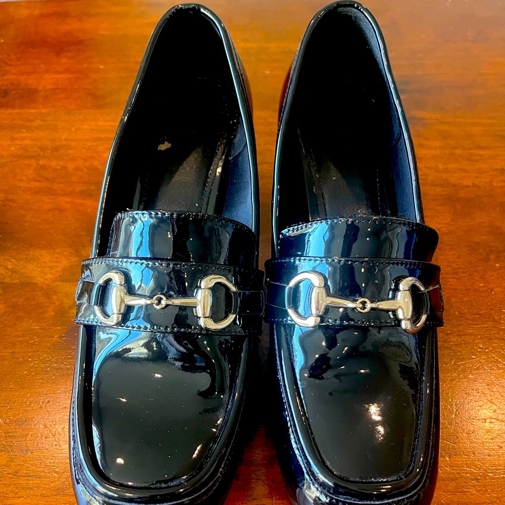 H&M Women’s Black Patent Platform Loafers Size 39